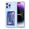 Svanove for iPhone 14 Pro Max Wallet Case with Card Holder Cute Girly Clear Credit Card Slot Case Thin Slim Silicone Rubber Transparent Hard Shell Camera Cover for Women Men Light Blue