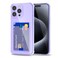 Svanove for iPhone 15 Pro Wallet Case with Card Holder Cute Girly Clear Credit Card Slot Case Thin Slim Silicone Rubber Transparent Hard Shell Camera Cover for Women Men Purple