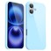 Svanove for iPhone 16 Case Silicone Glossy Soft Rubber Gel Jelly Cute Protective Plastic Simple Plain Phone Case Cover for Women Girl Slim Thin Flexible Shockproof TPU Light Blue