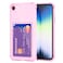 Svanove for iPhone SE Wallet Case 2nd 3rd Generation iPhone 78 Case with Card Holder Cute Girly Clear Credit Card Slot Thin Slim Silicone Transparent Hard Shell Camera Cover for Women Light Pink