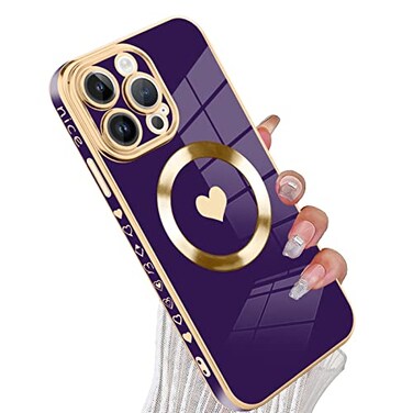 tharlet Magnetic for iPhone 15 Pro Max Case Cute Love Heart Luxury Plating