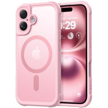 Thomo Magnetic for iPhone 16 Case Full Camera Protection Compatible with Magsafe MilitaryGrade Shockproof AntiFingerprint Translucent Matte Phone CasePink