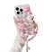 Threesee for iPhone 14 Pro Max Bling Case Luxury Crystal Rhinestone Flowers Glitter Diamond Pearl Women Girls Kids Cover with Lanyard for iPhone 14 Pro Max 67 Inch
