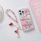 Threesee for iPhone 14 Pro Max Bling Case Luxury Crystal Rhinestone Flowers Glitter Diamond Pearl Women Girls Kids Cover with Lanyard for iPhone 14 Pro Max 67 Inch
