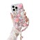 Threesee for iPhone 14 Pro Max Bling Case Luxury Crystal Rhinestone Flowers Glitter Diamond Pearl Women Girls Kids Cover with Lanyard for iPhone 14 Pro Max 67 Inch