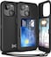 TORU for iPhone 15 Wallet Case with Card Holder Hidden ID Credit Card Slot Flip Kickstand Slim Fit Shockproof Heavy Duty Phone Cover with Strap Black