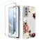 Tothedu Phone Case for Galaxy S21 FE 5G Samsung S21 FE SMG990U Case with TemperedGlass Screen Protector Clear Floral Pattern Full Body Protective Cover Cases for Samsung Galaxy S21 FE Flower