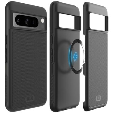 TUDIA MergeGrip Magsafe Compatible Designed for Google Pixel 8 Pro Case 2023 Dual Layer Military Grade Shockproof Slim Rugged Tough Heavy Duty Phone Cases Matte Black