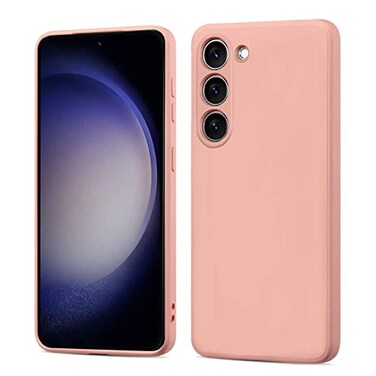 UEEBAI Case for Samsung Galaxy S23 5G Slim Liquid Silicone Case Shockproof Full Body Protection Phone Case with AntiScratch Microfiber Ultra Slim Soft Rubber Cover Cute Bumper Pink