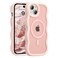 UEEBAI Magnetic for iPhone 14 Plus Case iPhone 15 Plus Case Compatible with MagSafe 2025 Transparent Wave Frame Design Case Soft Edge Cover Cute Clear Matte Shockproof Protective Phone Cover Pink