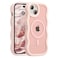 UEEBAI Magnetic for iPhone 15 Case Compatible with MagSafe 2025 Transparent Wave Frame Design Case Soft Edge Cover Cute Clear Matte Shockproof Protective Phone Cover Pink