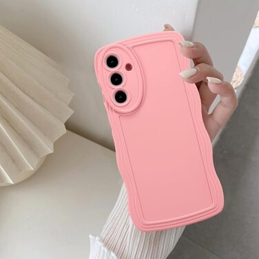 UEEBAI Wave Frame Silicon Case for Samsung Galaxy A16 4G5G Phone Case Cute Wave Frame Slim Fit Shockproof Phone Bumper Cover Soft Pretty Curly Girly Cover for Galaxy A16 4G5G Pink
