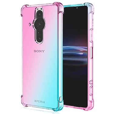 Ueokeird for Sony Xperia ProI 5G XQBE42 Case Clear Cute Gradient Phone Case Slim Anti Scratch Flexible TPU Cover Shockproof Protective Case for Sony Xperia ProI PinkGreen