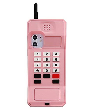 UnnFiko 3D Silicone Case Compatible with iPhone 16 Pro Max Retro Classic Creative Soft Rubber Bumper Cover Cool Fun Thick Protective Stand Case Retro Cellphone Pink iPhone 16 Pro Max