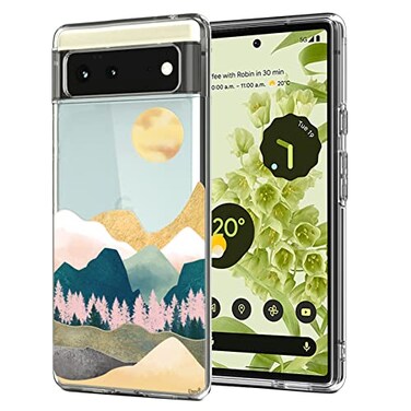 Unov Pixel 6 Case Clear with Design Soft TPU Shock Absorption Slim Embossed Pattern Protective Back Cover for Pixel 6 5G 64 inch Sierra Mountains