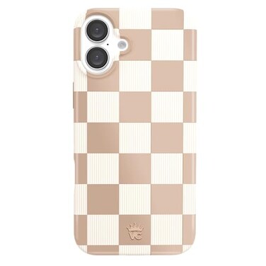 VELVET CAVIAR Checkered Phone Case for iPhone 16 Plus for Women Compatible with MagSafe 10ft Drop Tested Girly Cute Protective Designer Cover Nude Neutral Aesthetic