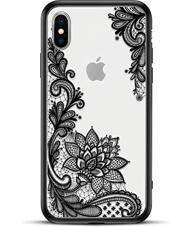 VIROMO Matte Slim Case for iPhone XXS ONLY with 2 Pack Screen Protectors Full Camera Cover Black Lace Flower Design on Hard Back for Women Girls Shockproof Rubber Bumper