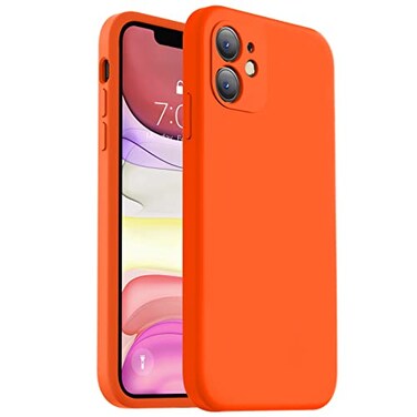 Vooii Compatible with iPhone 11 Case Upgraded Liquid Silicone with Flat Edges Camera Protection Soft AntiScratch Microfiber Lining Phone Case for iPhone 11 61 inch Neon Orange
