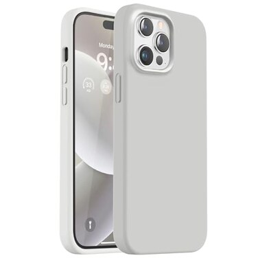 Vooii Compatible with iPhone 14 Pro Case Upgraded Thickened Liquid Silicone Soft AntiScratch Microfiber Lining Shockproof Full Body Protective Case for iPhone 14 Pro 61 inch Stone