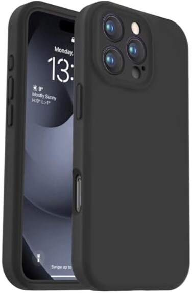 Vooii Compatible with iPhone 16 Pro Case Liquid Silicone Upgrade Camera Protection Soft AntiScratch Microfiber Lining Shockproof Phone Case for iPhone 16 Pro 63 inch Black