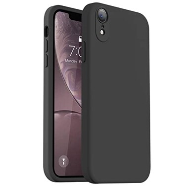 Vooii Compatible with iPhone XR Case Upgraded Liquid Silicone with Flat Edges Camera Protection Soft AntiScratch Microfiber Lining Phone Case for iPhone 10 XR 61 inch Black