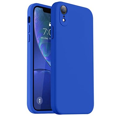Vooii Compatible with iPhone XR Case Upgraded Liquid Silicone with Flat Edges Camera Protection Soft AntiScratch Microfiber Lining Phone Case for iPhone 10 XR 61 inch Klein Blue