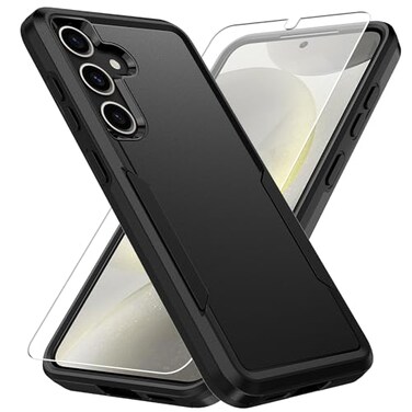 Warsia for Samsung Galaxy S25 Case with HD Screen Protector Dual Layer Military Grade Drop Tested Heavy Duty Rugged Shockproof NonSlip Outdoor Protective Cover Black
