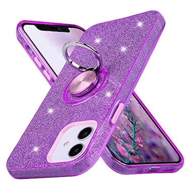 Wisdompro Case for iPhone 12 for iPhone 12 Pro Cute Glitter Bling Sparkle Protective Case with Ring Kickstand Women Girls Phone Case for 61 Inch Apple iPhone 12 and iPhone 12 Pro Purple