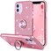 Wisdompro Case for iPhone 12 Mini Cute Glitter Bling Sparkle Protective Case with Ring Kickstand Women Girls Phone Case for 54 Inch Apple iPhone 12 Mini Pink