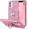 Wisdompro Case for iPhone 12 Mini Cute Glitter Bling Sparkle Protective Case with Ring Kickstand Women Girls Phone Case for 54 Inch Apple iPhone 12 Mini Pink