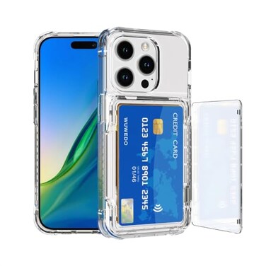 Wuwedo for iPhone 15 Pro Clear Wallet Case Up to 4 Cards Hybrid Protective AntiSlip Case with Card Holder TPU PC AntiYellowing 61 2023