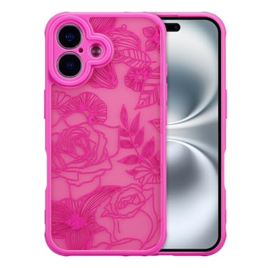 XIZYO for iPhone 16 Plus Case Floral Rose Cute Phone Case for Women Girls Aesthetic Pattern Print Slim TPU Bumper Shockproof Protective Cover for iPhone 16 Plus 67 Inch Hot Pink