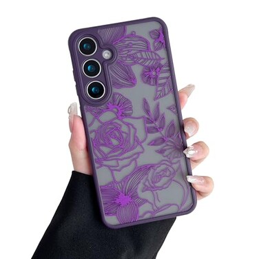 XIZYO for Samsung Galaxy S25 Plus Case Floral Rose Cute Phone Case for Women Girls Aesthetic Pattern Print Slim TPU Bumper Cover Shockproof Protective Cover for S25 Plus Purple