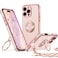 XYZ for iPhone 16 Pro Max Case with Stand Phone Case with Double Ring Kickstand Women Girls Bling Luxury Protective Case Heart for iPhone 16 Pro Max 69 inch Pink