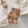 YAKVOOK Kawaii Phone Cases Compatible with iPhone 13Cute Cartoon Flower Teddy Bear Brown Case Women Girls 3D Soft Silicone Shockproof Cover for iPhone 13