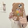 YAKVOOK Kawaii Phone Cases Compatible with iPhone 13Cute Cartoon Flower Teddy Bear Brown Case Women Girls 3D Soft Silicone Shockproof Cover for iPhone 13