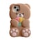 YAKVOOK Kawaii Phone Cases Compatible with iPhone 13Cute Cartoon Flower Teddy Bear Brown Case Women Girls 3D Soft Silicone Shockproof Cover for iPhone 13