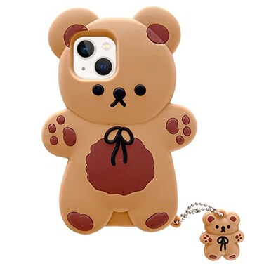 Yatchen Bear Case Compatible with iPhone 14 Pro MaxKawaii Phone Cases Cute 3D Cartoon Teddy Bear with Keychain Women Girls Soft Silicone Shockproof Cover for iPhone 14 Pro Max