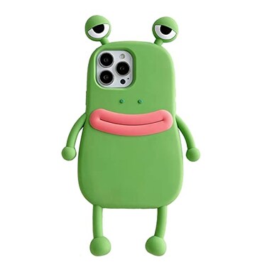 Yatchen Ugly Case Compatible with iPhone 14 Kawaii Phone Case 3D Cartoon Cute Frog Soft Silicone Unique Fun Cover Slim Fit AntiDrop Protector for Women Girls Green