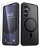 YENAPOON for Samsung Galaxy S25 Plus Case Matte Magnetic Phone Case with 1 Screen Protector Support for Magsafe Translucent Frosted Shockproof Protective Cover for Samsung Galaxy S25 Plus Black