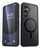 YENAPOON for Samsung Galaxy S25 Plus Case Matte Magnetic Phone Case with 1 Screen Protector Support for Magsafe Translucent Frosted Shockproof Protective Cover for Samsung Galaxy S25 Plus Black