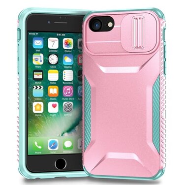 Yerebel Case for iPhone SE 2022SE 3 2022SE 2020iPhone 7iPhone 8iPhone 66S Case with Slide Camera Cover Military Grade NonSlip Heavy Duty Rugged Protective Phone Cover for iPhone 8 PC Pink