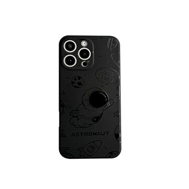 Yonds Queen for iPhone 16 Pro Cute Case Cool Cartoon Astronaut Rocket Moon Space Design Stylish Soft TPU Bumper Shockproof AntiSlip Protector Fashion Case Fly Black iPhone 16 Pro
