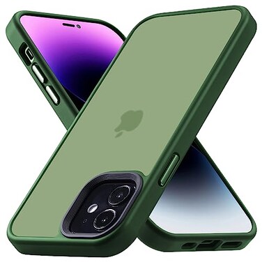Yriklso for iPhone 12 Phone Case Shockproof for iPhone 12 Pro Case Military Grade Drop Protection Protective Hard Back Slim Translucent Frosted Green