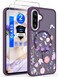 Yucenx for Samsung Galaxy A36 Case with Tempered Glass Screen ProtectorsMilitary Grade Magnetic Translucent Matte Girls Women Flower Pattern Protective Cover for A36Deep Purple