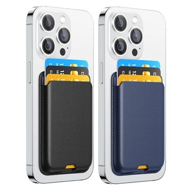 ZoyiNsgu Magnetic Wallet Card Holder intended for Apple iPhone with Magsafe Wallet for iPhone 17 16 15 14 13 12 Pro Max Air Plus Mini Series Mag 3 Safe Wallet Stick on for Phone Case Black Blue