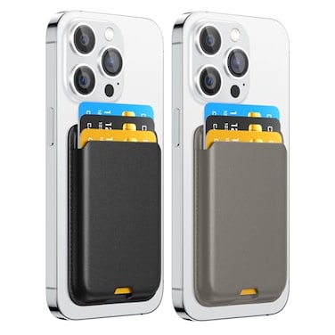 ZoyiNsgu Magnetic Wallet Card Holder intended for Apple iPhone with Magsafe Wallet for iPhone 17 16 15 14 13 12 Pro Max Air Plus Mini Series Mag 3 Safe Wallet Stick on for Phone Case Black Gray