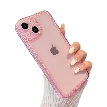 ZTOFERA Designed for iPhone 15 61 inchSparkly Cute Clear Case for Women GirlsGlitter Bling Flexible Soft TPU Silicone Bumper Protective Cover for iPhone 15Pink