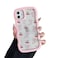 ZTOFERA for iPhone 11 Case 61 inchCute Curly Wave Frame Shape Case with Cherry Ribbon Bow Pattern Clear Slim Shockproof Hard PC Bumper Phone Cover for Women Girls Peach Pink