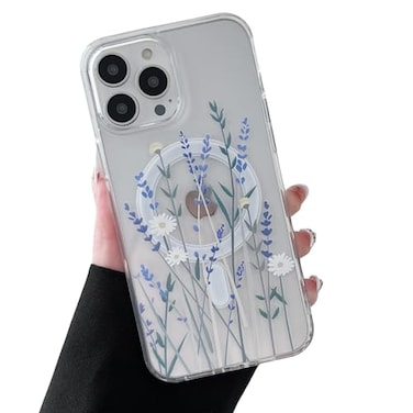 ZTOFERA for iPhone 15 Pro Max Magnetic Case Compatible with MagsafeAesthetic Floral Pattern Design Cute for Girl WomenAntiDrop Protective Hard Phone Cover for iPhone 15 Pro MaxLavender